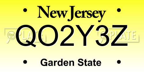 QO2Y3Z New Jersey License Plate