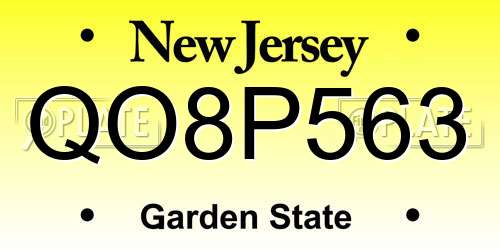 QO8P563 New Jersey License Plate