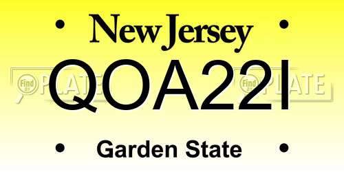 QOA22I New Jersey License Plate