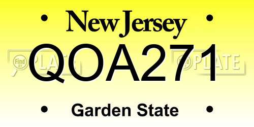 QOA271 New Jersey License Plate