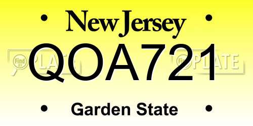 QOA721 New Jersey License Plate