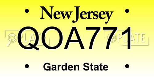 QOA771 New Jersey License Plate