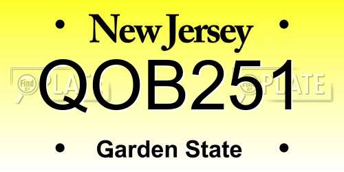 QOB251 New Jersey License Plate