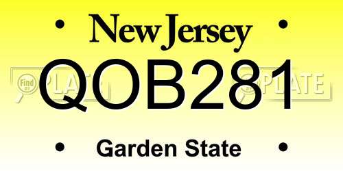 QOB281 New Jersey License Plate