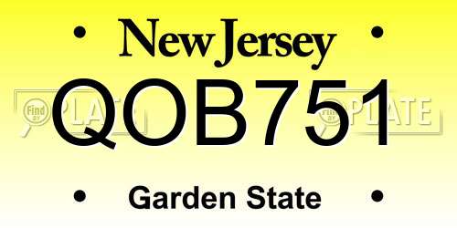 QOB751 New Jersey License Plate