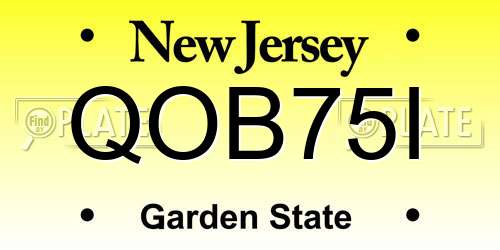 QOB75I New Jersey License Plate
