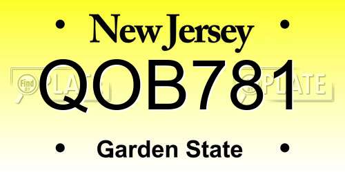 QOB781 New Jersey License Plate