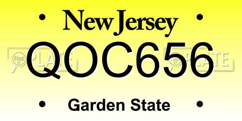 QOC656 New Jersey License Plate