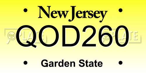 QOD260 New Jersey License Plate