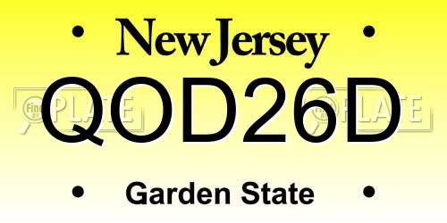 QOD26D New Jersey License Plate