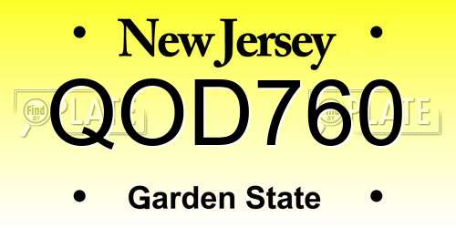 QOD760 New Jersey License Plate