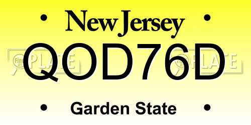 QOD76D New Jersey License Plate