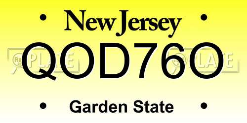 QOD76O New Jersey License Plate