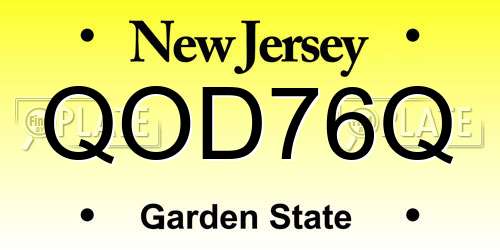 QOD76Q New Jersey License Plate