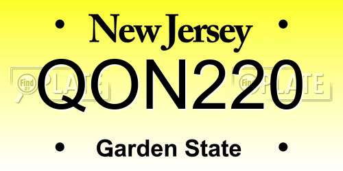 QON220 New Jersey License Plate