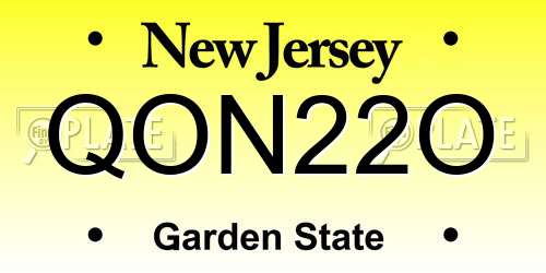QON22O New Jersey License Plate