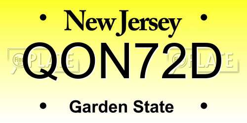 QON72D New Jersey License Plate