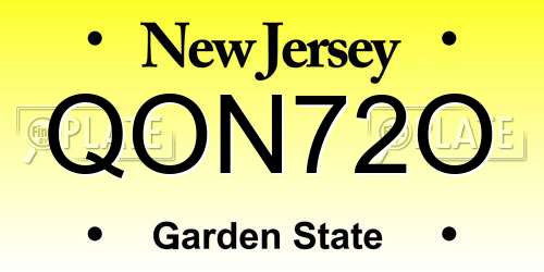 QON72O New Jersey License Plate