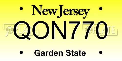 QON770 New Jersey License Plate