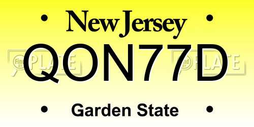 QON77D New Jersey License Plate