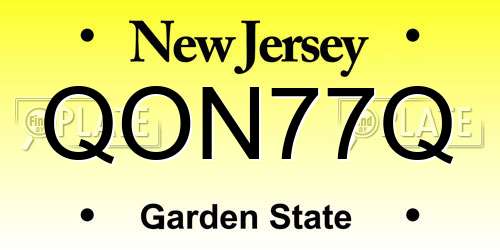 QON77Q New Jersey License Plate