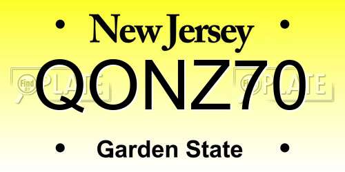 QONZ70 New Jersey License Plate