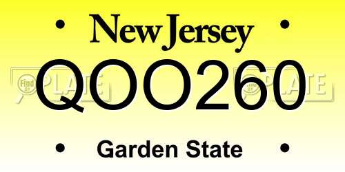 QOO260 New Jersey License Plate