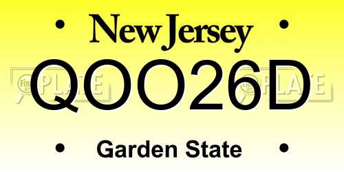 QOO26D New Jersey License Plate