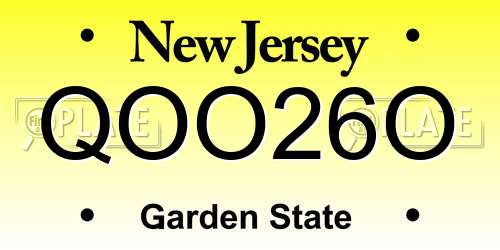QOO26O New Jersey License Plate