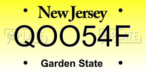 QOO54F New Jersey License Plate