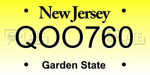 QOO760 New Jersey License Plate