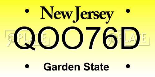 QOO76D New Jersey License Plate