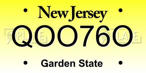 QOO76O New Jersey License Plate