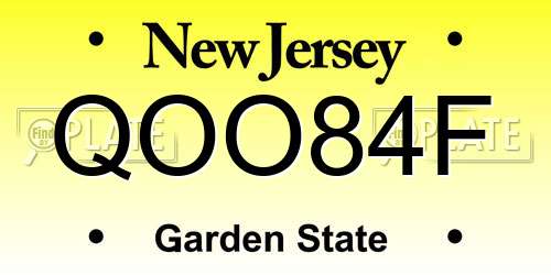 QOO84F New Jersey License Plate