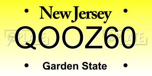 QOOZ60 New Jersey License Plate