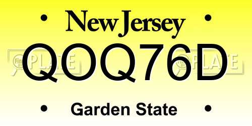QOQ76D New Jersey License Plate