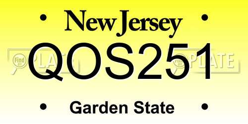 QOS251 New Jersey License Plate