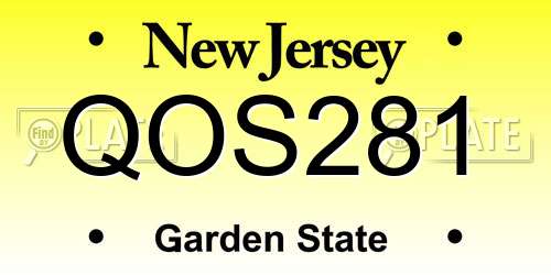 QOS281 New Jersey License Plate