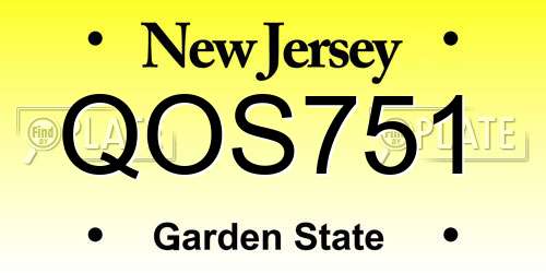 QOS751 New Jersey License Plate