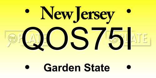 QOS75I New Jersey License Plate