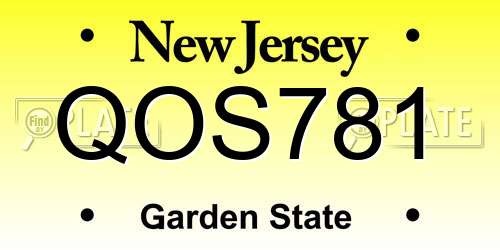 QOS781 New Jersey License Plate