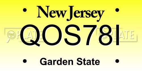 QOS78I New Jersey License Plate