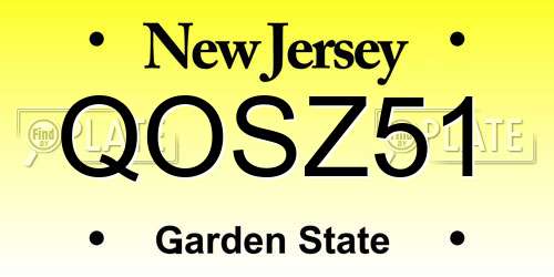 QOSZ51 New Jersey License Plate