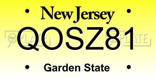 QOSZ81 New Jersey License Plate
