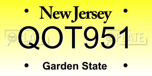 QOT951 New Jersey License Plate