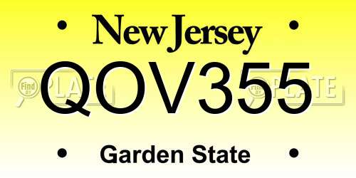QOV355 New Jersey License Plate