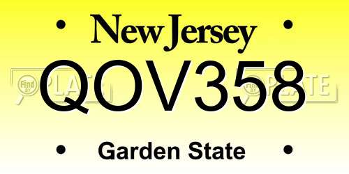 QOV358 New Jersey License Plate