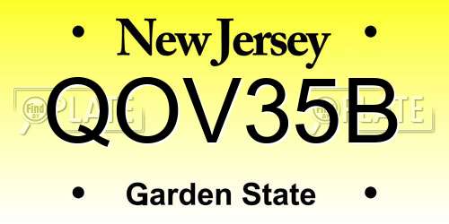 QOV35B New Jersey License Plate