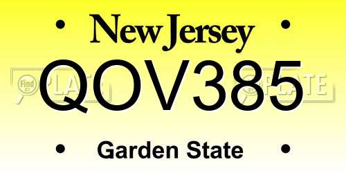 QOV385 New Jersey License Plate