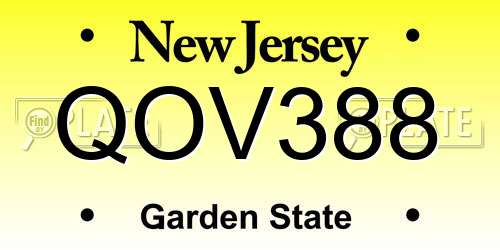 QOV388 New Jersey License Plate